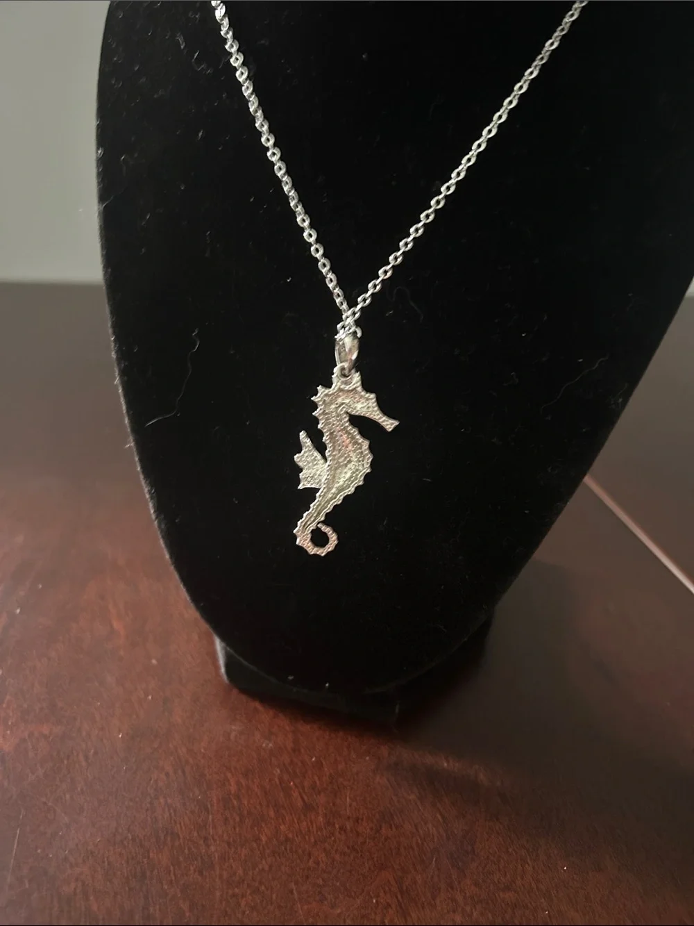 Crystal Seahorse Pendant Necklace in Silver